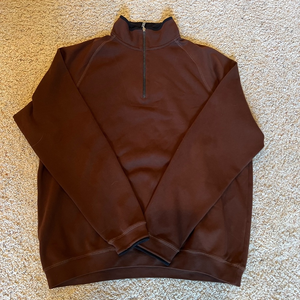 Bobby Jones 1/4 zip pullover.   Pima Cotton.  Brown.  XL.